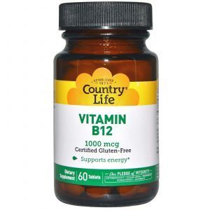 Витамин В12 (цианокобаламин), Country Life, 1000 мкг, 60 таб.