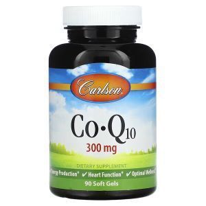 Коензим Q10, CoQ10, Carlson, 300 мг, 90 гелевих капсул  