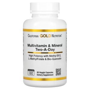 Мультивитамины и минералы, Multivitamin and Mineral, Two-A-Day, California Gold Nutrition, 60 капсул