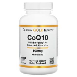 Коэнзим Q10 USP с биоперином, CoQ10 USP with Bioperine, California Gold Nutrition, 100 мг, 150 капсул