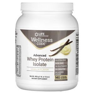 Изолят сывороточного протеина, продвинутый, Wellness Code, Advanced Whey Protein Isolate, Life Extension, со вкусом ванили, 454 г