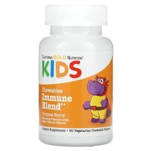 Смесь для поддержки детского иммунитета, Chewable Immune Blend For Children, California Gold Nutrition, со вкусом натуральных тропических ягод, 90 таблеток