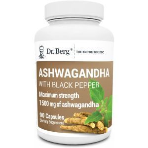 Ашваганда, Ashwagandha, Dr. Berg's, с черным перцем, 90 капсул
