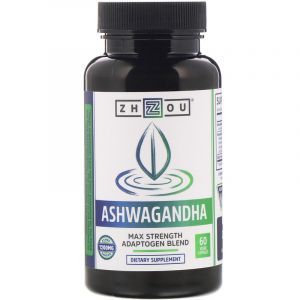 Ашвагандха, Ashwagandha, Zhou Nutrition, 1200 мг, 60 капсул