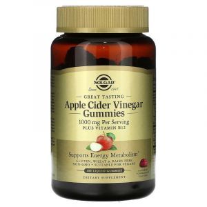 Яблочный уксус, Apple Cider Vinegar Gummies, Solgar, вкус малины и граната, 500 мг, 100 жевательных конфет
