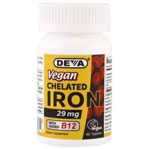Хелат железа, Chelated Iron, Deva, 29 мг, 90 таб.