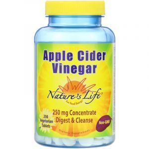 Яблочный cидровый уксус, Nature's Life, 250 мг, 250 таблеток