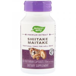 Шиитаке майтаке лечебные грибы, Shiitake Maitake, Nature's Way, стандартизированные, 250 мг, 60 кап.