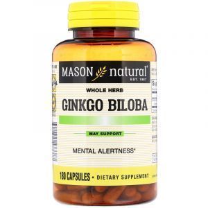 Гинкго Билоба, Ginkgo Biloba, Mason Natural, 180 капсул