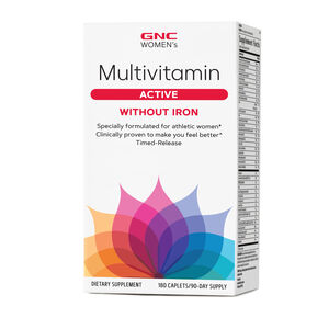 Активный мультивитаминный комплекс для женщин без железа, Women's Multivitamin Active, GNC, 180 капсул
