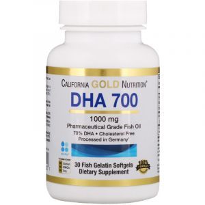 Рыбий жир, DHA 700, California Gold Nutrition, 1000 мг, 30 капсул