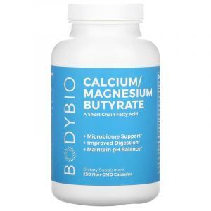 Кальций и магний бутират, Calcium/ Magnesium Butyrate, BodyBio, 250 капсул без ГМО
