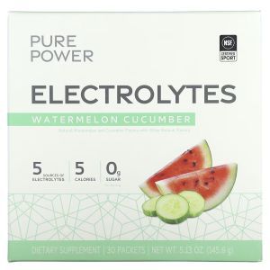 Электролиты, Pure Power, Electrolytes, Dr. Mercola, со вкусом арбуза и огурца, 30 пакетиков, 145.6 г