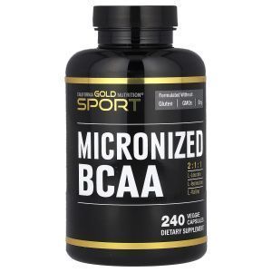 Микронизированные BCAA, Micronized BCAA, Branched Chain Amino Acids, California Gold Nutrition, 500 мг, по 250 мг в капсуле, 240 капсул 