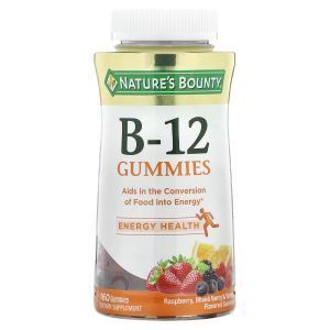 Витамин B-12, B-12 Gummies, Raspberry, Mixed Berry & Orange, Nature's Bounty, со вкусом малины, смешанных ягод и апельсина, 160 жевательных конфет
