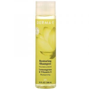 Восстанавливающий шампунь, Restoring Shampoo, Derma E, объем и блеск, лимонная трава и витамин E, 296 мл
