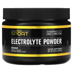 Электролиты, SPORT - Electrolyte Powder, California Gold Nutrition, с натуральным вкусом апельсина, 279 г
