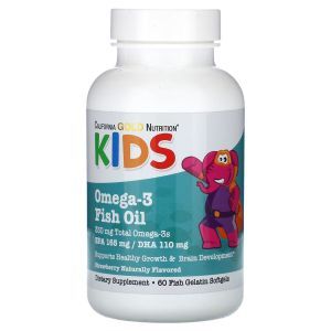 Рыбий жир омега-3 для детей, Kid’s Omega-3 Fish Oil, California Gold Nutrition, с натуральным вкусом клубники, 60 капсул