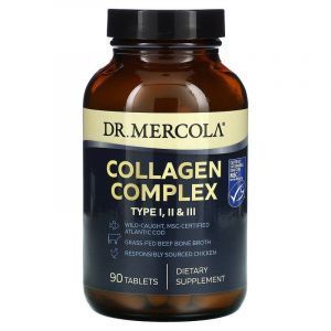 Коллаген типа I, II и III, Collagen Complex, Dr. Mercola, комплекс, 90 таблеток
