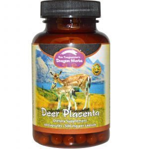 Плацента оленя (Deer Placenta), Dragon Herbs, 500 мг, 60 капсул