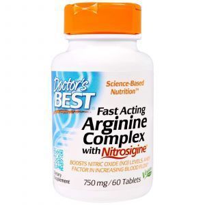 Аргинин комплекс, (Arginine Complex with Nitrosigine), Doctor's Best, 750 мг, 60 таблеток 