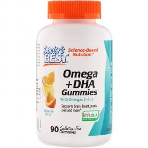 Омега + ДГК,  Omega+ DHA, Doctor's Best, 90 жевательных конфет