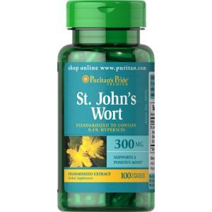 Зверобой, St. John's Wort, Puritan's Pride, стандартизированный экстракт, 300 мг, 100 капсул
