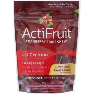 Здоровье мочевыводящих путей, ActiFruit, Nature's Way, жевательные фрукты с клюквой, 20 конфет