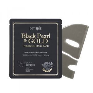 Гидрогелевая маска с золотом и черным жемчугом, Black Pearl & Gold Hydrogel Mask Pack, PETITFEE, 1 шт