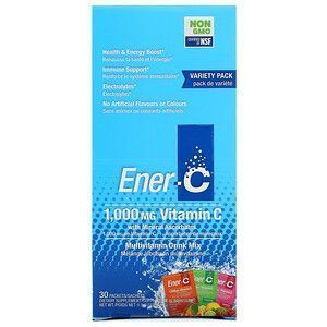 Витамин С шипучая порошкообразная смесь для напитков, Ener-C, мультивитамин, 30 пакетиков по 9.45 гр