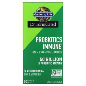 Пробиотики для иммунитета, Probiotics Immune, Garden of Life, 50 миллиардов, 30 капсул