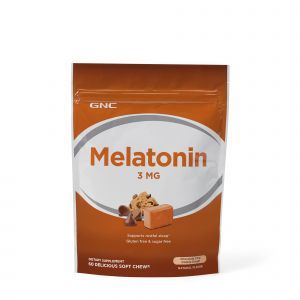 Мелатонин, Melatonin, GNC, 3 мг, вкус печенья с шоколадной крошкой,, 60 жевательных конфет