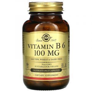 Витамин В6, Vitamin B6, Solgar, 100 мг, 250 вегетарианских капсул
