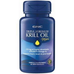 Масло криля, Triple Strength Krill Oil, GNC, 60 мини гелевых капсул