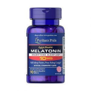 Мелатонин быстрого растворения, Melatonin, Puritan's Pride, клубника, 10 мг, 90 быстрорастворимых таблеток