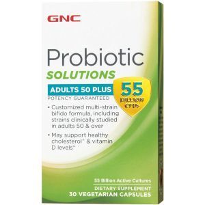 Пробиотики для пожилых людей, Probiotic Solutions Adults 50 Plus, GNC, 55 млрд. КОЕ, 30 вегетарианских капсул