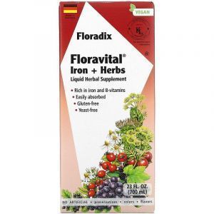 Железо + травы, Floradix, Floravital Iron + Herbs, Gaia Herbs, 250 мл