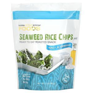 Рисовые чипсы с морскими водорослями, Seaweed Rice Chips, Hot & Spicy, California Gold Nutrition, с солью и уксусом, 57 г