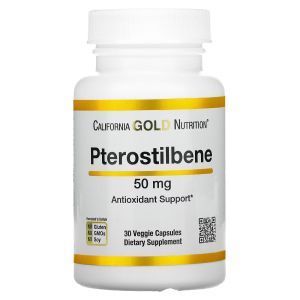 Птеростильбен, Pterostilbene, California Gold Nutrition, 50 мг, 30 капсул