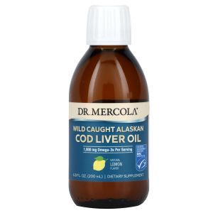 Жир печени трески, Wild Caught Alaskan Cod Liver Oil, Dr. Mercola, со вкусом лимона, 200 мл