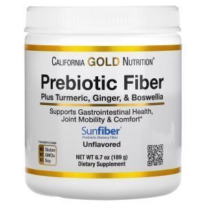 Пребиотическая клетчатка + куркума, имбирь и босвеллия, Prebiotic Fiber Plus Turmeric, Ginger, & Boswellia, California Gold Nutrition, 189 г