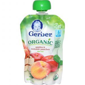 Детское пюре из яблок, персиков, (2nd Foods, Organic Baby Food), Gerber, 99 г