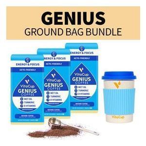 Набор молотого кофе с маслом MCT, куркумой, корицей и витаминами B & D3, Genius Bag Bundle, VitaCup, 3 упаковки