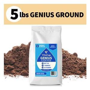 Молотый кофе с маслом MCT, куркумой, корицей и витаминами B & D3, Genius Ground Coffee Bag, VitaCup, 2,27 кг. 