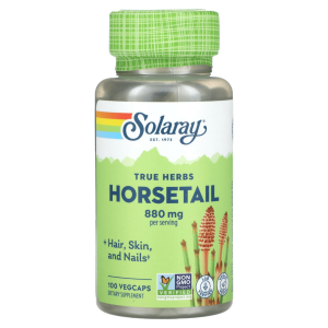 Хвощ полевой, Horsetail, True Herbs, Solaray, 440 мг, 100 растительных капсул