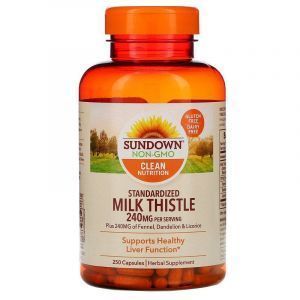 Расторопша, Milk Thistle, Sundown Naturals, 240 мг, 250 капсул
