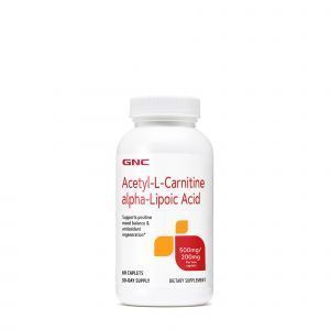Ацетил-L-карнитин + Альфа-липоевая кислота, Acetyl-L-Carnitine & Аlpha-Lipoic Acid, GNC, 500 мг / 200 мг, 60 капсул