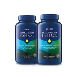 Рыбий жир, Triple Strength Fish Oil, GNC, 1000 мг ДГК / ЭПК, 2 банки по 120 гелевых капсул