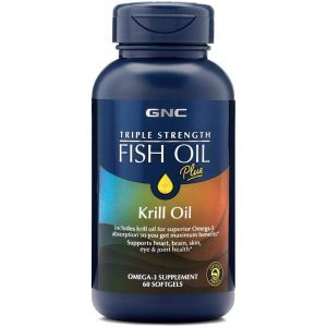 Рыбий жир + масло криля, Triple Strength Fish Oil Plus Krill Oil, GNC, 60 гелевых капсул