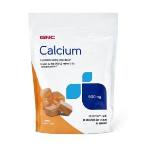 Кальций, комплекс для костей, Calcium, GNC, 600 мг, вкус карамели, 60 жевательных конфет